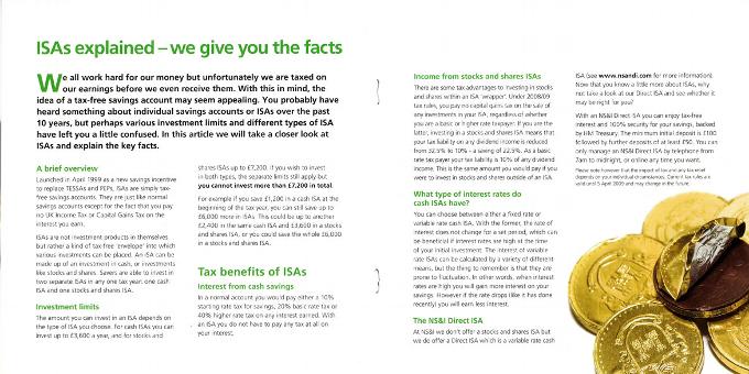ISAs explained leaflet page